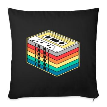 Vibrant Rainbow Cassette Tape - Sofa pillowcase 17,3'' x 17,3'' (45 x 45 cm) - black - Front