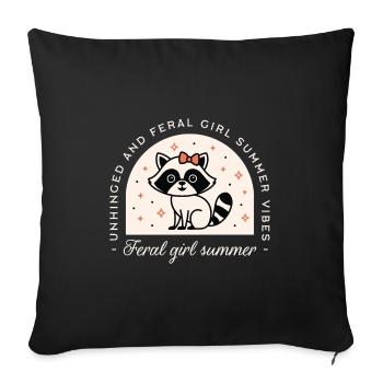 Feral girl summer raccoon - Sofa pillowcase 17,3'' x 17,3'' (45 x 45 cm) - black - Front
