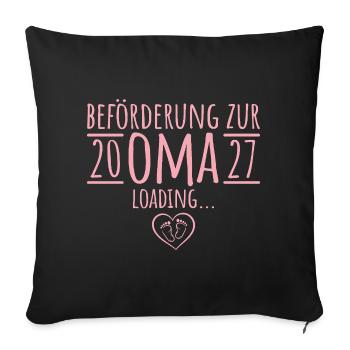 Beförderung zur Oma 2027 – Schwangerschaft - Sofakissenbezug 45 x 45 cm - Schwarz - Vorne