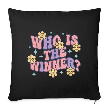 Révélation du sexe : Qui est la gagnante de la maman de baby shower - Housse de coussin décorative 45 x 45 cm - noir - Devant