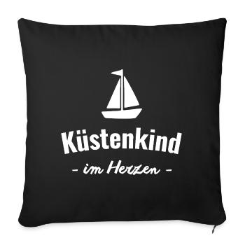 Meer im Herzen - Sofakissenbezug 45 x 45 cm - Schwarz - Vorne