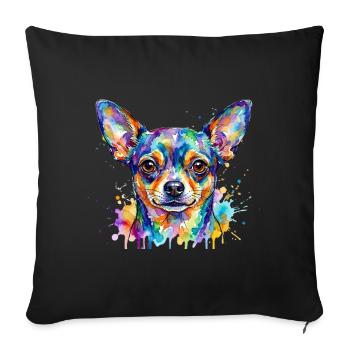 Color Explosion Chihuahua Head - Sofa pillowcase 17,3'' x 17,3'' (45 x 45 cm) - black - Front