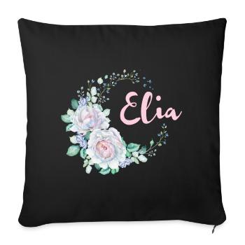 Elia Flower Wreath in Watercolor - Sofa pillowcase 17,3'' x 17,3'' (45 x 45 cm) - black - Front