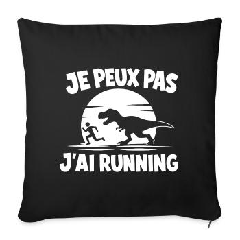 Je peux pas j'ai running dinosaure - Housse de coussin décorative 45 x 45 cm - noir - Devant