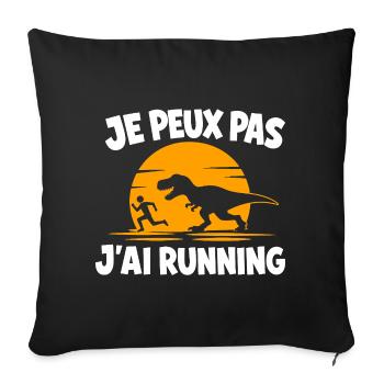 Je peux pas j'ai running Dinosaure - Housse de coussin décorative 45 x 45 cm - noir - Devant