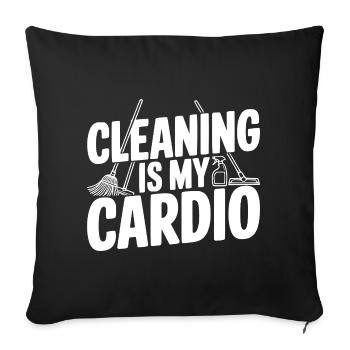 Le ménage, c’est mon cardio - Housse de coussin décorative 45 x 45 cm - noir - Devant