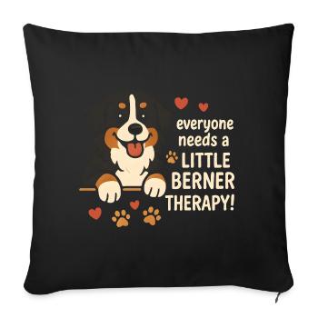 Berner Sennenhund Little Berner Therapy Hund Humor - Sofakissenbezug 45 x 45 cm - Schwarz - Vorne