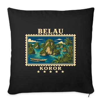 Palau Koror Vintage Travel Brand - Sofa pillowcase 17,3'' x 17,3'' (45 x 45 cm) - black - Front