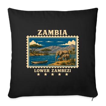 Zambia Lower Zambezi Vintage Travel Brand - Sofa pillowcase 17,3'' x 17,3'' (45 x 45 cm) - black - Front