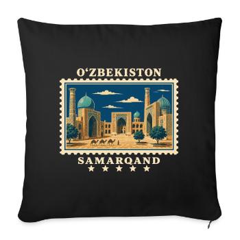 Usbekistan Samarqand Vintage Reisemarke - Sofakissenbezug 45 x 45 cm - Schwarz - Vorne