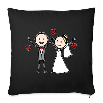 Wedding Couple Cartoon Cheerful - Sofa pillowcase 17,3'' x 17,3'' (45 x 45 cm) - black - Front