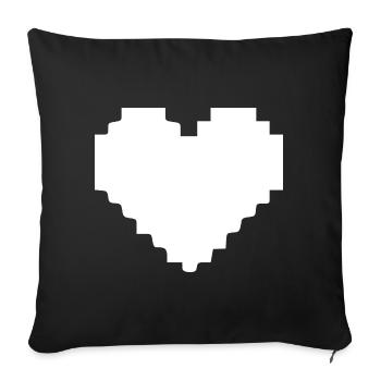 Weißes Herz weiß Pixelherz Geschenk  - Sofakissenbezug 45 x 45 cm - Schwarz - Vorne