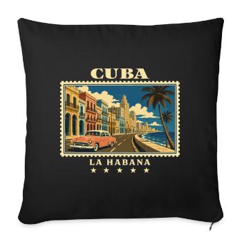 Kuba La Habana Vintage Reisemarke - Sofakissenbezug 45 x 45 cm - Schwarz - Vorne