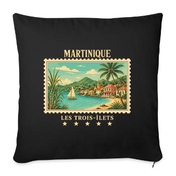 Martinique Les Trois-Îlets Vintage Reisemarke - Sofakissenbezug 45 x 45 cm - Schwarz - Vorne