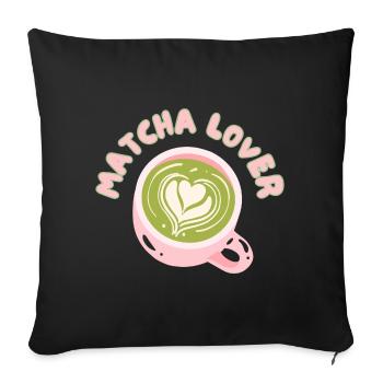 Matcha Lover Cup Heart Latte - Housse de coussin décorative 45 x 45 cm - noir - Devant