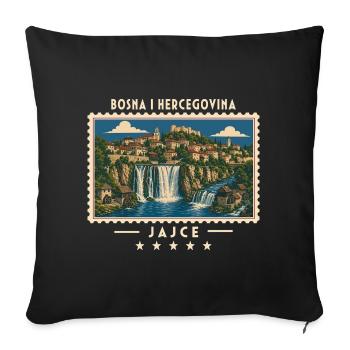 Bosnien und Herzegowina Jajce Vintage Reisemarke - Sofakissenbezug 45 x 45 cm - Schwarz - Vorne