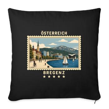 Österreich Bregenz Vintage Reisemarke - Sofakissenbezug 45 x 45 cm - Schwarz - Vorne