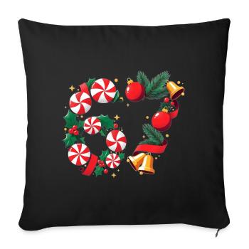 Pfefferminzkranz Weihnachtsstimmung - Sofakissenbezug 45 x 45 cm - Schwarz - Vorne