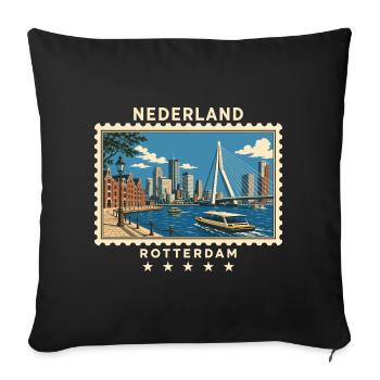 Niederlande Rotterdam Vintage Reisemarke - Sofakissenbezug 45 x 45 cm - Schwarz - Vorne