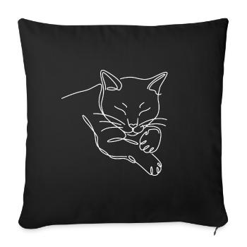 Silhouette de chat chat endormi de White Line - Housse de coussin décorative 45 x 45 cm - noir - Devant