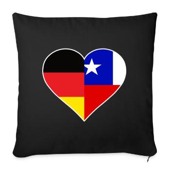 Deutsch-Chilenisches Flaggenherz - Sofakissenbezug 45 x 45 cm - Schwarz - Vorne