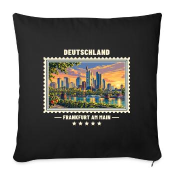 Deutschland Frankfurt am Main Vintage Reisemarke - Sofakissenbezug 45 x 45 cm - Schwarz - Vorne