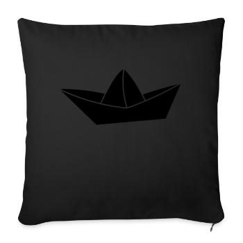 Papierschiff, paper ship - Sofakissenbezug 45 x 45 cm - Schwarz - Vorne