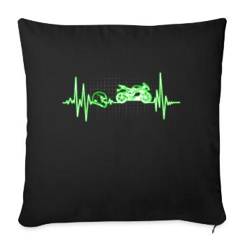 Battement de coeur Moto - Housse de coussin décorative 45 x 45 cm - noir - Devant
