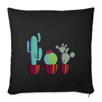 Cactus en fleur - Housse de coussin décorative 45 x 45 cm - noir - Devant