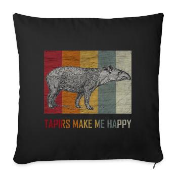 Tapir Animal Proboscis Zoo Animal Retro Gift - Sofa pillowcase 17,3'' x 17,3'' (45 x 45 cm) - black - Front