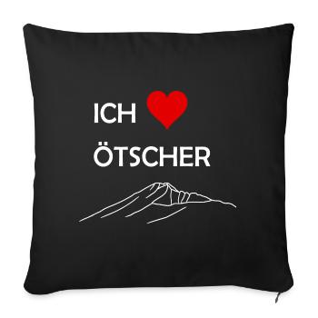 Ötscher, Kalkalpen, Niederösterreich, Berg, Herz - Sofakissenbezug 45 x 45 cm - Schwarz - Vorne