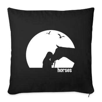 Pferde Freundschaft - Sofakissenbezug 45 x 45 cm - Schwarz - Vorne