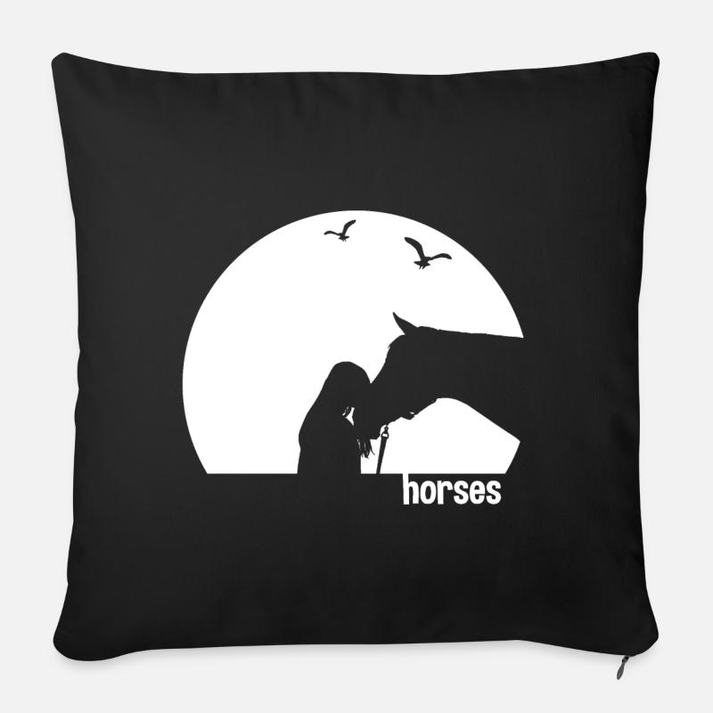 Pferde Freundschaft - Sofakissenbezug 45 x 45 cm - Schwarz