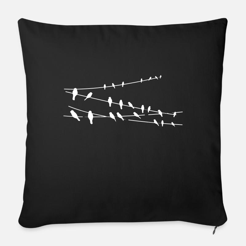 vögel auf strommast - Sofakissenbezug 45 x 45 cm - Schwarz