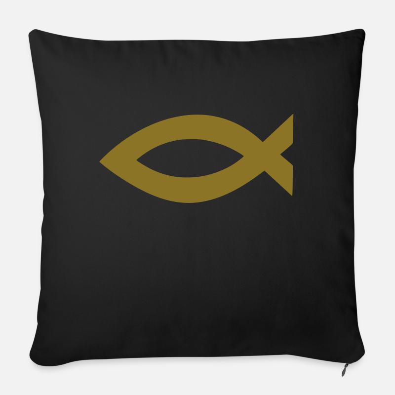 jesus fisch - Sofakissenbezug 45 x 45 cm - Schwarz