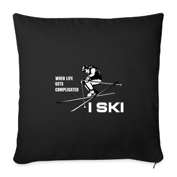 Life skier gift winter holiday sport alps - Sofa pillowcase 17,3'' x 17,3'' (45 x 45 cm) - black - Front