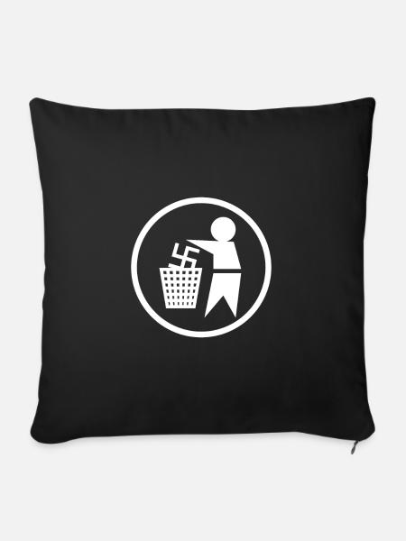 Contre la droite Lutte contre le racisme contre les nazis Antifa - Housse de coussin décorative 45 x 45 cm - noir