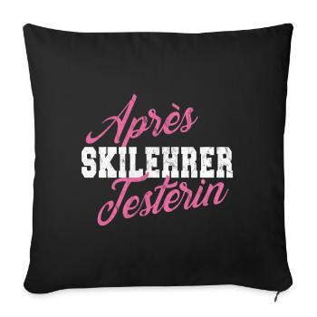 Funny Après Ski Skier Women Fun Gift - Housse de coussin décorative 45 x 45 cm - noir - Devant