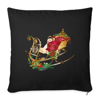 Cheval de traîneau décoré pour Noël - Housse de coussin décorative 45 x 45 cm - noir - Devant