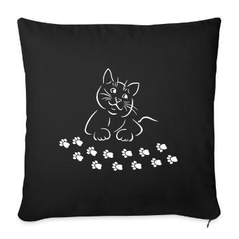 Cat Cat Cat Cat Cat Cat Paws View - Sofa pillowcase 17,3'' x 17,3'' (45 x 45 cm) - black - Front