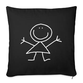 Strichmännchen - Sofakissenbezug 45 x 45 cm - Schwarz - Vorne