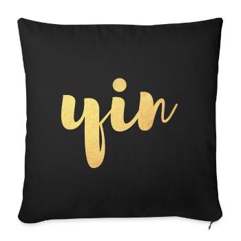 Yin (Yin et Yang) Gold Yoga Look partenaire - Housse de coussin décorative 45 x 45 cm - noir - Devant