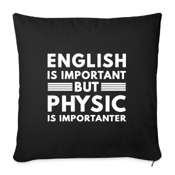English is important - Sofa pillowcase 17,3'' x 17,3'' (45 x 45 cm) - black - Front