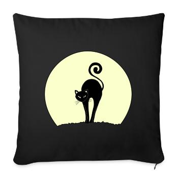 black cat at full moon - Sofa pillowcase 17,3'' x 17,3'' (45 x 45 cm) - black - Front