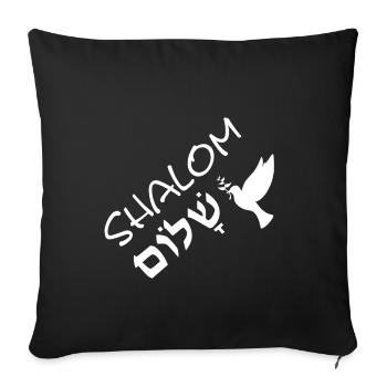 Shalom in Hebrew and Dove of Peace - Sofa pillowcase 17,3'' x 17,3'' (45 x 45 cm) - black - Front