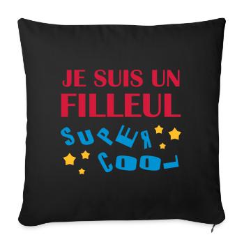 Filleul Filleule Baptême Parrain Marraine - Sofa pillowcase 17,3'' x 17,3'' (45 x 45 cm) - black - Front