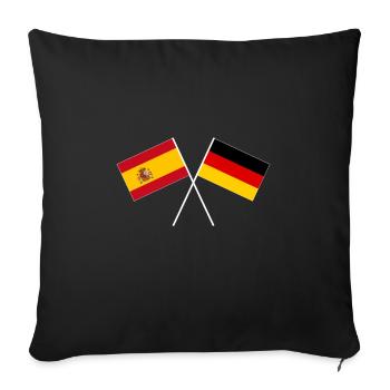 Espagne Allemagne amitié croisé drapeau - Housse de coussin décorative 45 x 45 cm - noir - Devant