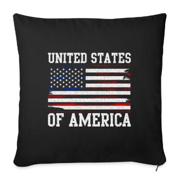 Distressed United States Flag - Sofa pillowcase 17,3'' x 17,3'' (45 x 45 cm) - black - Front