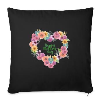 Flower Heart Mother's Day Design - Sofa pillowcase 17,3'' x 17,3'' (45 x 45 cm) - black - Front