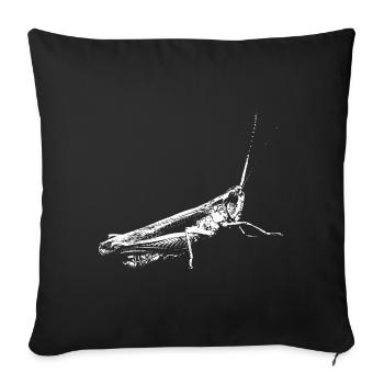 Grashüpfer weiß / Grasshopper white / insekten - Sofakissenbezug 45 x 45 cm - Schwarz - Vorne